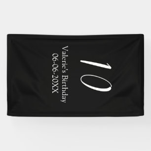10th birthday white black name date calligraphy banner