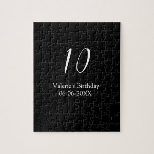 10th birthday white black name date calligraphy jigsaw puzzle