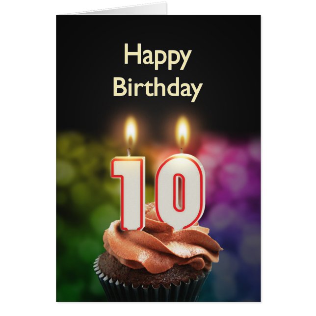 10th Birthday with cake and candles (Front)