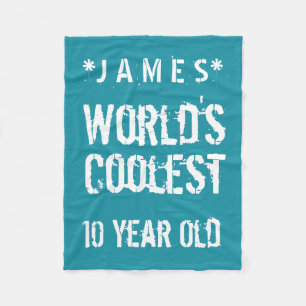 10th Birthday World's Coolest 10 Year Old Teal G20 Fleece Blanket