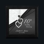 10th Black Onyx and White Wedding Anniversary Gift Box<br><div class="desc">10th Wedding Anniversary Design Gift Box. 100% Customisable. Ready to Fill in the box(es) or Click on the CUSTOMIZE IT button to change, move, delete or add any of the text or graphics. Made with high resolution vector and/or digital graphics for a professional print. NOTE: (THIS IS A PRINT. All...</div>