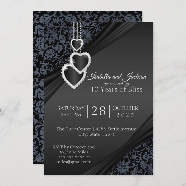 10th Black Onyx Anniversary Design Invitation (Front/Back)