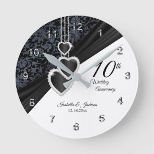 10th Black Onyx Wedding Anniversary Keepsake Round Clock