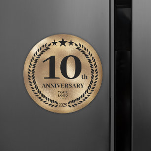 10th Business Anniversary Gold Magnet