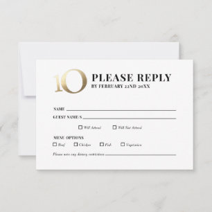 10th Business Anniversary RSVP Reply Card