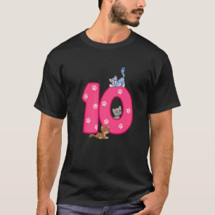 10th Cat Birthday Celebrant 10 Year Old Kitten Bda T-Shirt