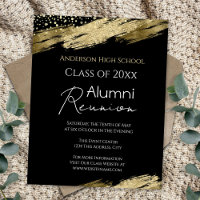 10th Class Reunion Budget Gold Black Invitation