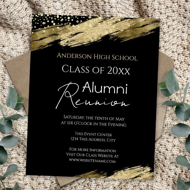 10th Class Reunion Budget Gold Black Invitation (Creator Uploaded)