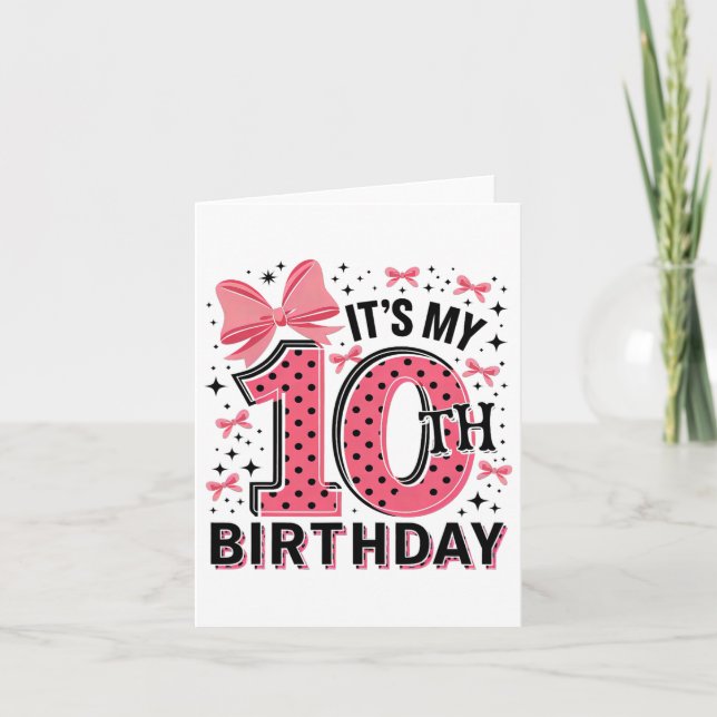 10th Coquette Birthday Girl 10 Years Old Girl Coqu Card (Front)