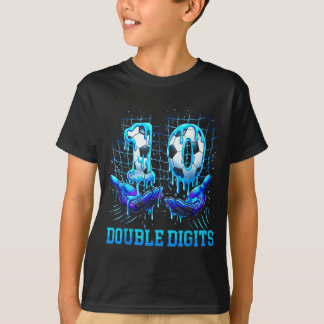 10th Double Digits Birthday Boy Soccer Ice Drippin T-Shirt