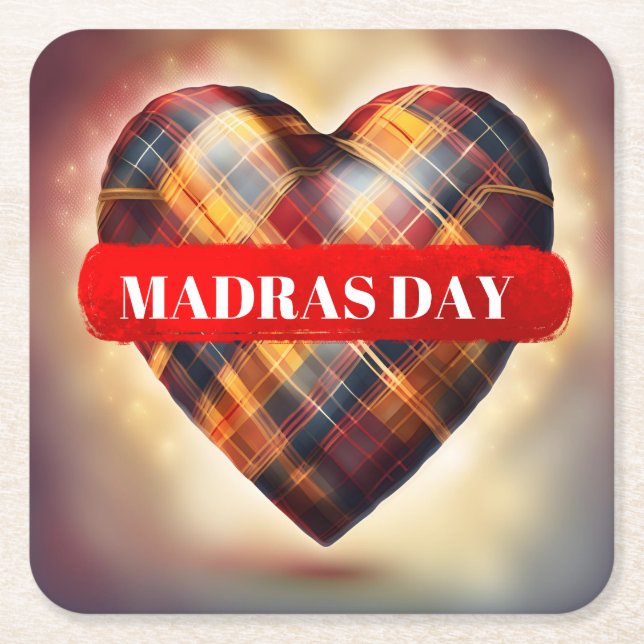 10th edition of Madras Day - Limited Edition Square Paper Coaster (Front)