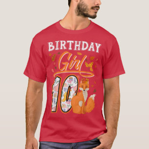 10th Fo Birthday Girl Cute Fo Lover Zoo Animal 10 T-Shirt