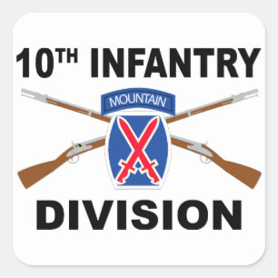 10th Infantry Division - Mountain - Crossed Rifles Square Sticker
