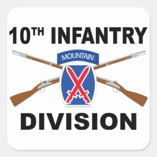 10th Infantry Division - Mountain - Crossed Rifles Square Sticker
