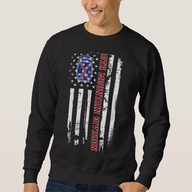 10th Mountain Division American Flag Veteran Day F Sweatshirt (Front)