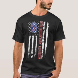 10th Mountain Division American Flag Veteran Day F T-Shirt