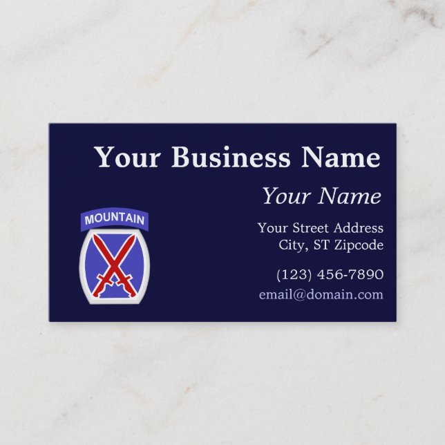 10th Mountain Division Business Card (Front)