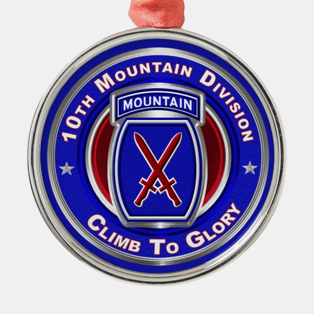 10th Mountain Division Christmas  Metal Tree Decoration (Front)