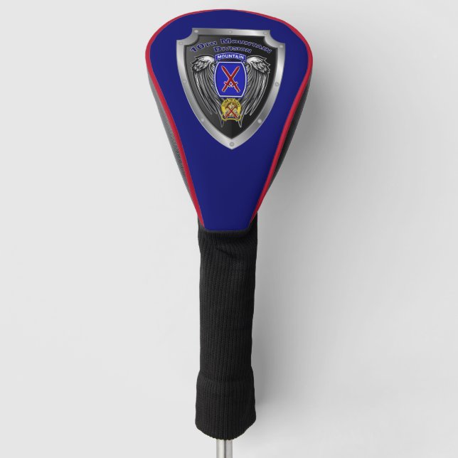 10th Mountain Division ”Climb To Glory” Shield Golf Head Cover (Front)