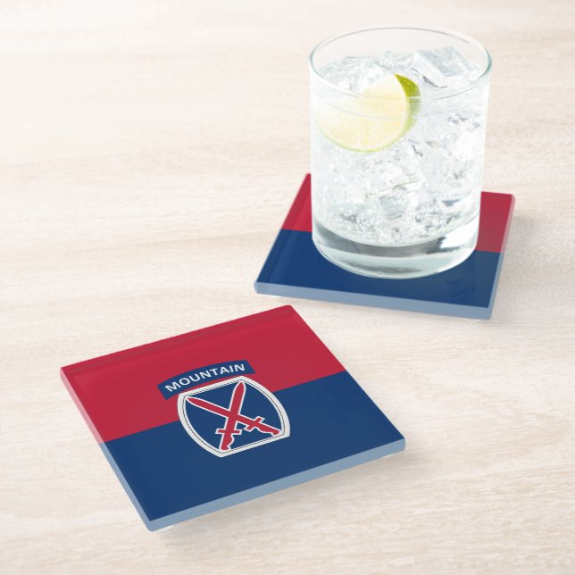 10th Mountain Division Glass Coaster (Angled)