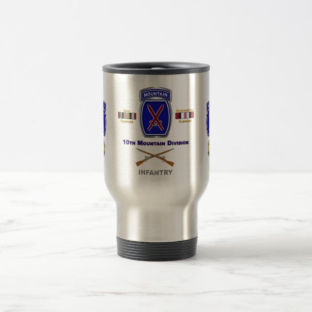 10th Mountain Division Iraq & Afghanistan Veteran Travel Mug (Center)