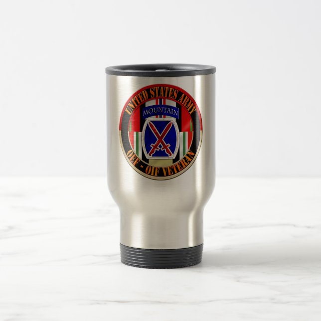 10th Mountain Division OEF OIF Veteran Travel Mug (Center)
