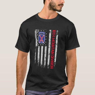 10th Mountain Division Veteran Vintage USA Flag Ve T-Shirt