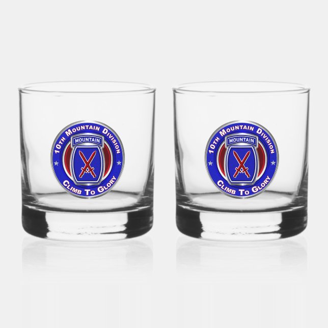 10th Mountain Division  Whiskey Glass (Front)