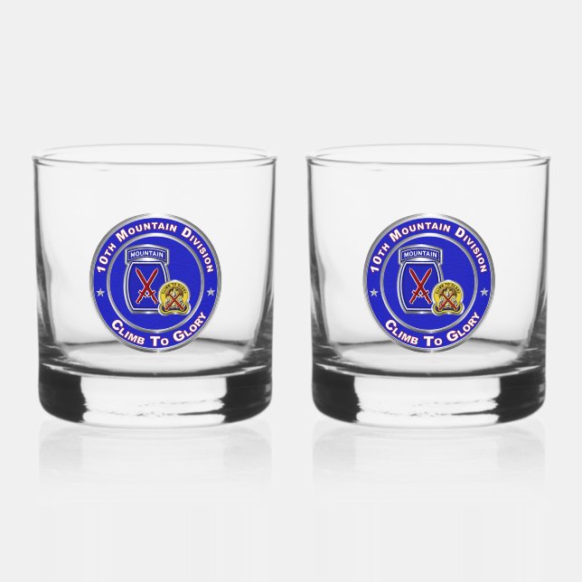 10th Mountain Division  Whiskey Glass (Front)