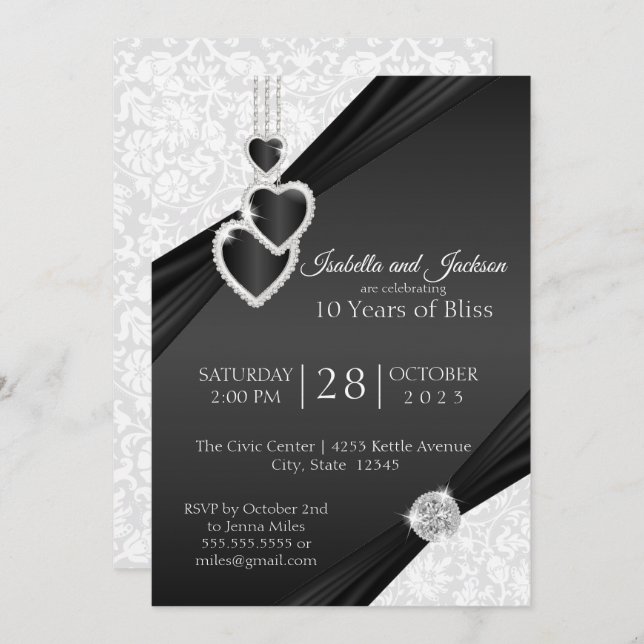 10th  Onyx Anniversary Design Invitation (Front/Back)