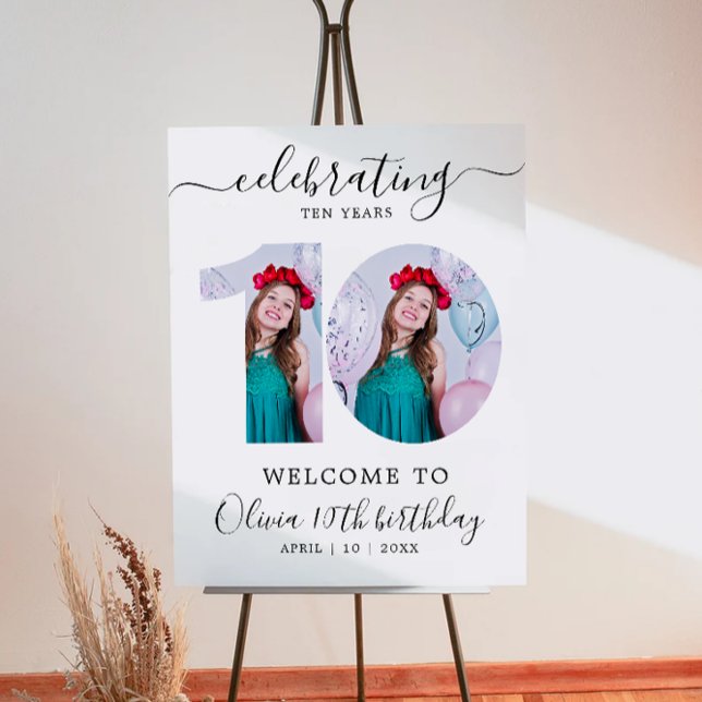 10th Photo Birthday Welcome Sign, Him or Her Poster (10th Photo Birthday Welcome Sign, Him or Her Poster)