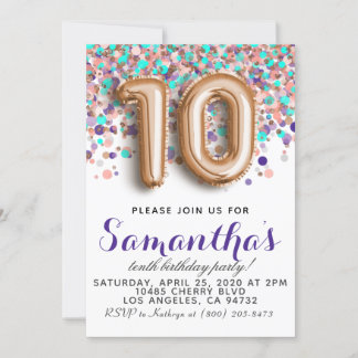10th Rose Gold Birthday Invitation