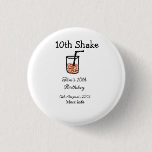 10th Shake 10th happy birthday milkshake scribble 3 Cm Round Badge