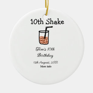 10th Shake 10th happy birthday milkshake scribble Ceramic Tree Decoration