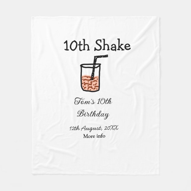 10th Shake 10th happy birthday milkshake scribble  Fleece Blanket (Front)