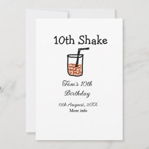 10th Shake 10th happy birthday milkshake scribble Invitation