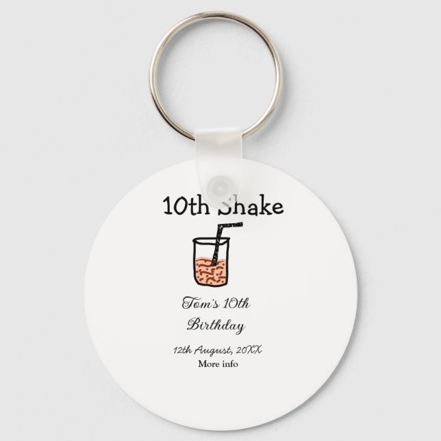10th Shake 10th happy birthday milkshake scribble  Key Ring (Front)