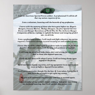 10th special forces group flash creed poster vets