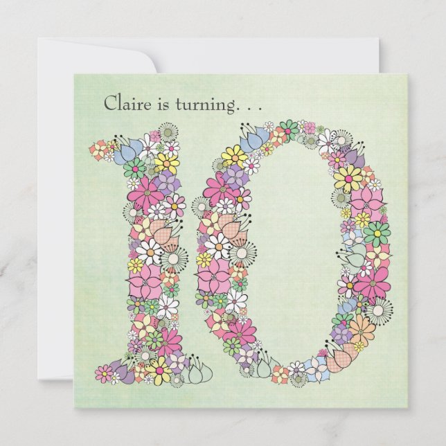 10th Tenth Girls Birthday Party Custom Invitation (Front)