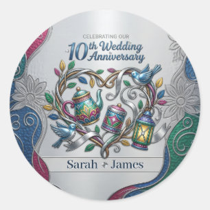 10th Tin Aluminium Wedding Anniversary We Still Do Classic Round Sticker