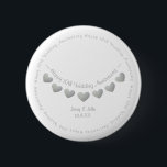 10th tin/aluminum Wedding Anniversary  6 Cm Round Badge<br><div class="desc">Personalized Tin/ aluminum 10th Wedding Anniversary husband and wife badge with heart bunting design. A lovely gift for a couple or son and daughter in law who are celebrating ten years of marriage. A matching card is also available in this modern and beautiful design. Click the personalize button to customize...</div>