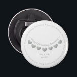 10th tin/aluminum Wedding Anniversary Bottle Opener<br><div class="desc">Personalized Tin/ aluminum 10th Wedding Anniversary bottle opener with heart bunting design. A lovely gift for a woman to give her husband when a couple are celebrating ten years of marriage. A matching card is also available in this modern and beautiful design. Click the personalize button to customize the names...</div>