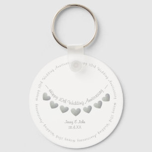 10th Tin/ Aluminum Wedding Anniversary gift  Key Ring