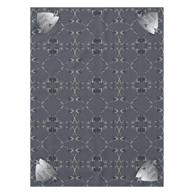 10th Tin Heart Rose Wedding Anniversary   Tablecloth (Front)