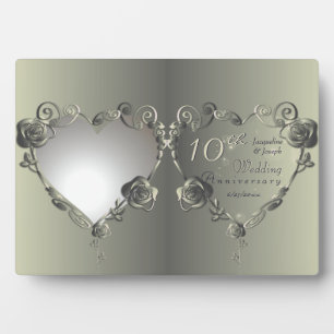 10th Tin Rose Heart Frame Wedding Anniversary