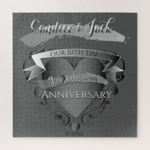 "10th Tin Wedding Anniversary"Custom Names/Date Jigsaw Puzzle