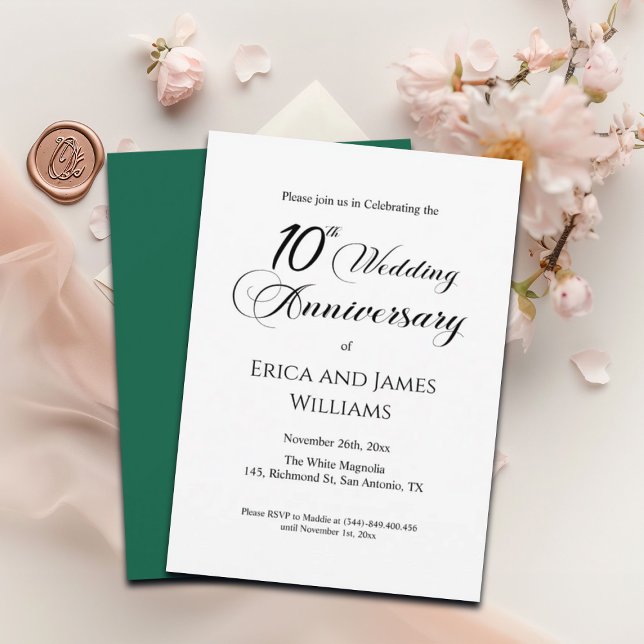 10th Tin Wedding Anniversary Elegant Script Invitation (Creator Uploaded)