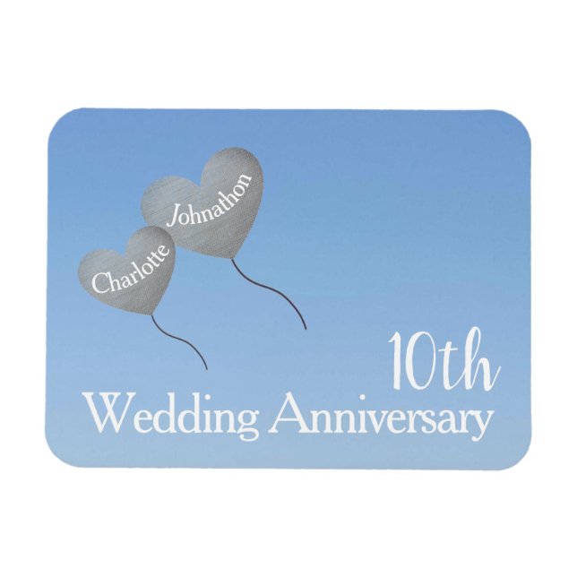 10th tin wedding anniversary gift/ favour magnet (Horizontal)
