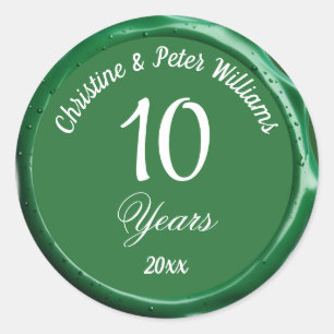 10th Tin Wedding Sage Green Wax Seal Sticker