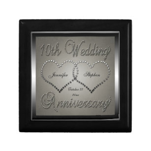 10th Wedding Anniverary Punched Tin Look Keepsake  Gift Box